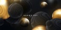 Black and golden flowing spheres textured with wavy striped pattern