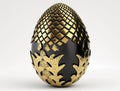 Black and golden fossilized dragon egg isolated on white background Royalty Free Stock Photo