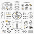 Black and golden hand drawn design elements set on white background Royalty Free Stock Photo
