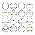 Black and golden hand drawn empty circle emblems set on white background Royalty Free Stock Photo