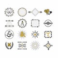 Black and golden hand drawn sign and symbol icons set Royalty Free Stock Photo