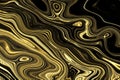 Black and Golden Marble Background with gold metal liquid