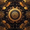 Black and golden rich abstract mandala illustration