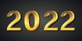 Black and golden shiny 2022 New Year web banner. Isolated vector illustration