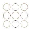 Black and golden vintage and cute empty floral circle emblems set on white