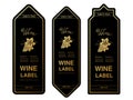 Black golden wine labels with grapes on white background. Rectangle frames on wine bottle. Decorative stickers. Royalty Free Stock Photo