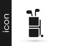 Black Golf bag with clubs icon isolated on white background. Vector Royalty Free Stock Photo