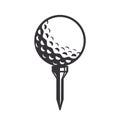 Black golf ball silhouette. golf ball Line art logos or icons. vector illustration Royalty Free Stock Photo