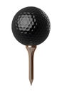 Black Golf ball on tee Royalty Free Stock Photo