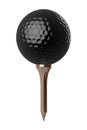 Black Golf ball on tee