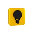 Black Golf ball on tee icon isolated on transparent background. Yellow square button.