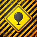 Black Golf ball on tee icon isolated on yellow background. Warning sign. Vector Illustration Royalty Free Stock Photo