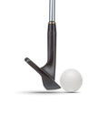 Black Golf Club Wedge Iron and Golf Ball on White Background Royalty Free Stock Photo