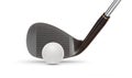 Black Golf Club Wedge Iron and Golf Ball on White Background Royalty Free Stock Photo