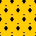 Black goose pattern seamless. Domestic waterfowl background. vector texture