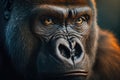 Black gorilla portrait. Illustration Generative AI Royalty Free Stock Photo