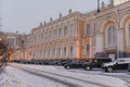 Black government cars near Grand Kremlin Palace. Moscow. Armored limousines Royalty Free Stock Photo
