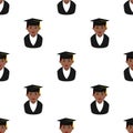 Black Graduated Boy Icon Seamless Pattern