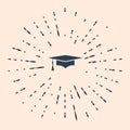 Black Graduation cap icon isolated on beige background. Graduation hat with tassel icon. Abstract circle random dots Royalty Free Stock Photo