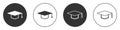 Black Graduation cap icon isolated on white background. Graduation hat with tassel icon. Circle button. Vector Royalty Free Stock Photo