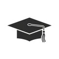 Black graduation cap icon with tassel on transparent background Royalty Free Stock Photo