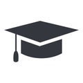 Vector Black Silhouette Education Icon - Graduation Cap. Academic Hat Royalty Free Stock Photo