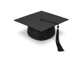 Black graduation cap with tassel isolated on white background Royalty Free Stock Photo