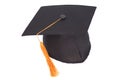 Black Graduation Hat with Gold Tassel isolated Royalty Free Stock Photo