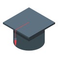 Black graduation hat icon isometric vector. College diploma Royalty Free Stock Photo