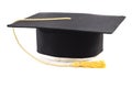 Black graduation hat isolated on white