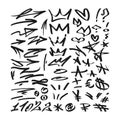 black graffiti elements set marker,arrows,crown,heart and stars