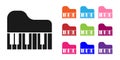 Black Grand piano icon isolated on white background. Musical instrument. Set icons colorful. Vector Royalty Free Stock Photo