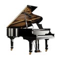 Black grand piano isolated on transparent background, Elegant beautiful grand piano, side view Royalty Free Stock Photo