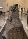 Black granite Sphinx of King Amenemhat III on display in the National Museum of Egyptian Civilization in Cairo, Egypt.