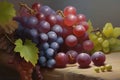 Black Grapes Bunch Watercolor Painting. generative AI Royalty Free Stock Photo