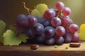 Black Grapes Bunch Watercolor Painting. generative AI Royalty Free Stock Photo