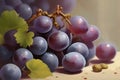 Black Grapes Bunch Watercolor Painting. generative AI