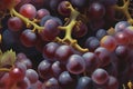 Black Grapes Bunch Watercolor Painting. generative AI Royalty Free Stock Photo