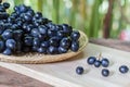 Black grapes on wooden Royalty Free Stock Photo