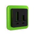 Black Graph, chart, diagram, infographic icon isolated on transparent background. Green square button.