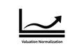 Black graph showing upward trend with text Valuation Normalization chart growth Royalty Free Stock Photo