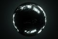 Black graphic abstract ball on a dark background, organic structure, modern graphic design. 3D render, 3D illustration. copy space Royalty Free Stock Photo