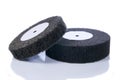 Black and gray, abrasive flap wheels