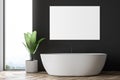 Black and gray bathroom interior white tub, poster Royalty Free Stock Photo