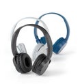 Black, gray and blue headphones Royalty Free Stock Photo