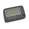 a black and gray electronic device with message screen. Retro message communication technology Royalty Free Stock Photo