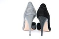 Black and gray female velour shoes Royalty Free Stock Photo