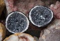 Black and gray geode split in half Royalty Free Stock Photo