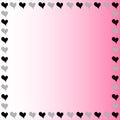 Black and gray hearts border in pinkish background