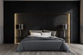 Luxury black master bedroom interior Royalty Free Stock Photo